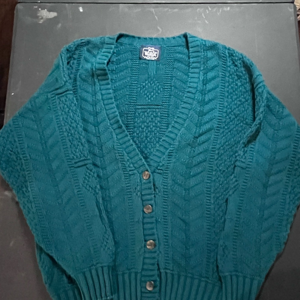 Cozy Warm Woolrich Teal Button-Up Cardigan